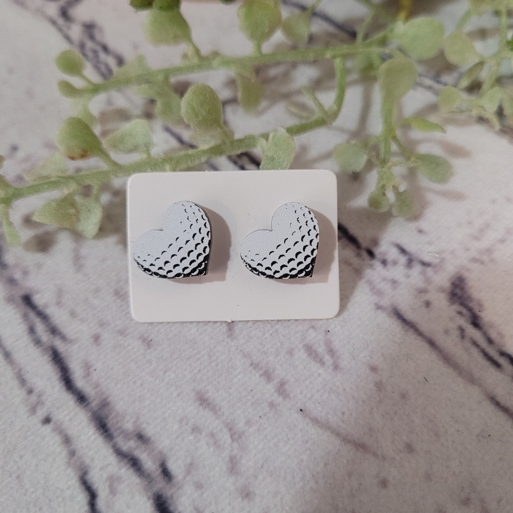 Heart Golf Ball Earrings